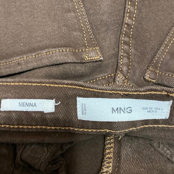 MNG Mango Sienna Women's Brown High Waist Flared Bootcut Denim Jeans Pants Sz 1 - Picture 4 of 5